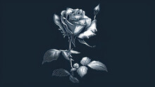  A Drawing Of A Rose On A Dark Background With The Stem Still Attached To The Rose, And The Stem Still Attached To The Rose, With The Stem Still Attached To The Stem.