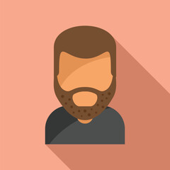 Sticker - Creative beard icon flat vector. Smile older. Barber model hand