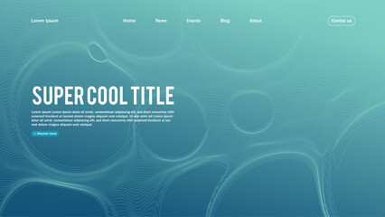 Landing page abstract design with dynamic line bubbles . Template for website or app.