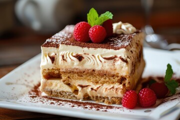 Canvas Print - Tasty tiramisu a delightful cake