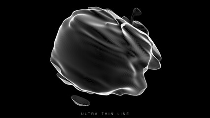 Wall Mural - distorted line spheres. vector thin line glitch geometry.