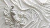 Fototapeta  - A delicate ivory statue of a pregnant woman draped in flowing fabric evokes the beauty and vulnerability of motherhood through the medium of art