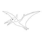 Fototapeta Dinusie - Vector flat hand drawn outline pterodactyl dinosaur isolated on white background