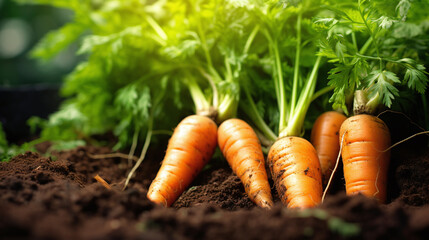 close up of carrots freshly harvested from the vegetable patch