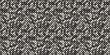 Black and white vector seamless pattern with small scattered curved shapes, circles, squares, dots, mesh, grid. Simple modern minimalist background with halftone effect. Repeating monochrome texture
