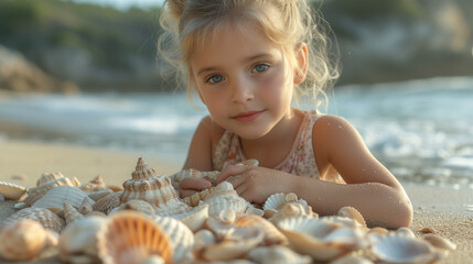 Sticker - little child playing on the beach