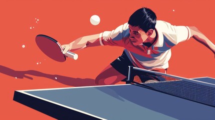 Wall Mural - A vector flat illustration for a ping-pong poster design or table tennis cover