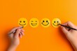 Smiling Emoji flow Smiley, Vector Design cling. Star rating love sybol gleeful emoticon. Happy feedback ball two way communication happy smile. testimonial platform crm client service