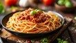 Indulge in a colorful bowl of al dente spaghetti, drizzled with rich tomato sauce and fragrant basil, showcasing the diverse world of pasta cuisine