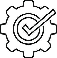 Sticker - Gear insight icon outline vector. Business data. Vision focus idea