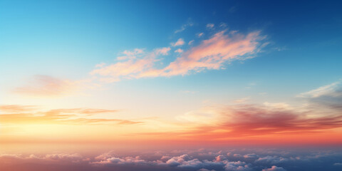 Wall Mural - Abstract gradient sunrise in the sky with cloud and blue mix orange natural background.