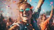 person enjoying a festival with friends generative ai