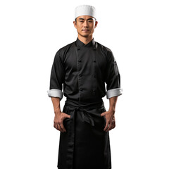 Wall Mural - Portrait of a Japanese male chef wearing uniform, png file of isolated cutout on transparent background