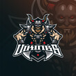 Vikings mascot logo design vector with modern illustration concept style for badge, emblem and t shirt printing. Viking illustration for sport and esport team.