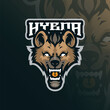 Hyena mascot logo design vector with modern illustration concept style for badge, emblem and t shirt printing. Hyena head illustration for sport and esport team.