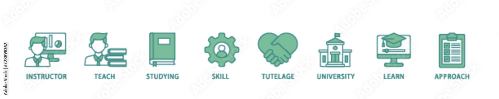 Tutor Monitoring Software Icon Tutoring icon set flow process illustrationwhich consists of approach ...