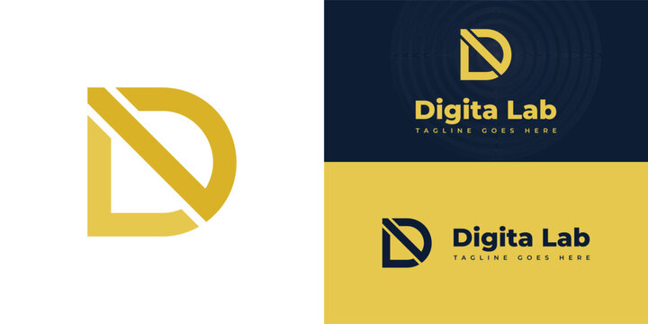 Abstract initial letter D and L in yellow color isolated in white, blue, and yellow backgrounds applied for crypto token logo also suitable for the brands or companies that have initial name DL or LD