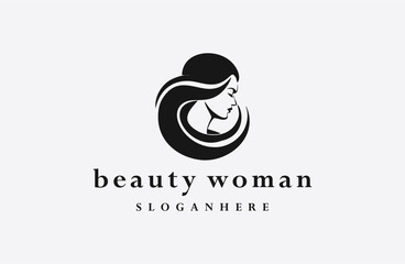 Wall Mural - Woman logo style icon design template flat vector