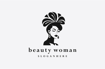 Wall Mural - Woman logo style icon design template flat vector