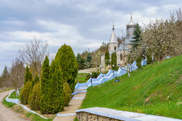 Cosauti Monastery in the Republic of Moldova. Background with selective focus and copy space