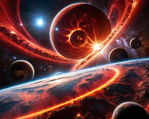 celestial symphony - unreal cosmic scenery with alpha centauri and celestial horizon gen ai