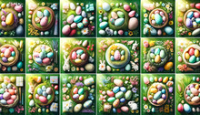 Easter Splendor: A Collage Of Colorful Eggs And Springtime Joy