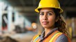 © Dudarte - Uma mulher que trabalha na área da engenheria e construção posando para foto em uma obra.