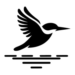 Sticker - Kingfisher bird vector art icon, clipart, symbol, black color silhouette, white background