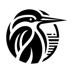 Sticker - Kingfisher bird vector art icon, clipart, symbol, black color silhouette, white background