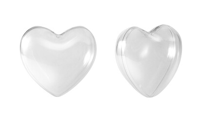 Transparent glass heart isolated on white