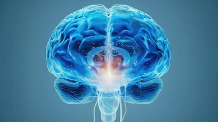 Aufkleber - Hologram of the human brain, X-ray scan of a human brain organ. anatomy of a male person. Generative AI.
