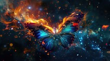 An Exquisite Abstract Butterfly Dances With Vibrant Colors, Evoking Grace And Beauty. Ai Generated