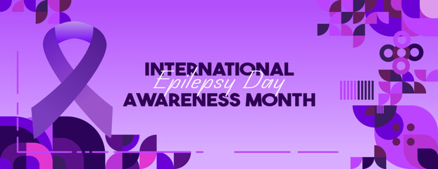 Wall Mural - International Epilepsy Day illustration with Geometry design. Raising awareness about epilepsy and the urgent need for improved treatment, and better care. Epilepsy Day background in purplish colors