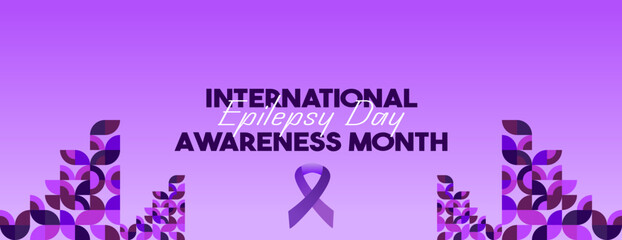 Wall Mural - International Epilepsy Day illustration with Geometry design. Raising awareness about epilepsy and the urgent need for improved treatment, and better care. Epilepsy Day background in purplish colors