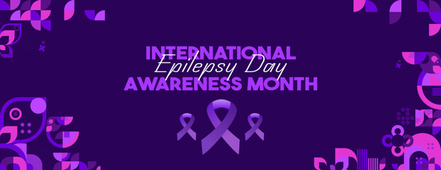 Wall Mural - International Epilepsy Day illustration with Geometry design. Raising awareness about epilepsy and the urgent need for improved treatment, and better care. Epilepsy Day background in purplish colors