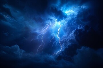 Canvas Print - Dramatic 3d rendering of a lightning strike Capturing the powerful and electrifying essence of a thunderstorm