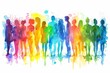 © Bijac - Multicolored spectrum silhouettes of people against a white background Creating a vibrant and inclusive representation of diversity and community