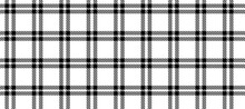 Seamless Windowpane Pattern. Checkered Plaid Repeating Background. Tattersall Tartan Texture Print For Textile, Fabric. Repeated Black And White Check Wallpaper. Vector Backdrop