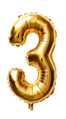 gold balloon font number three png