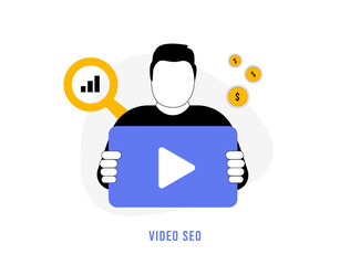 Wall Mural - optimize video content for top search results with video seo. boost brand visibility, drive sales, a