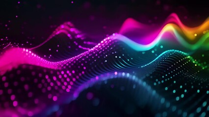 Wall Mural - a rainbow of sound emanates from the speakers the vibrant waves pulsing with energy and intensity.