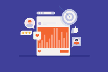 Wall Mural - social media ads retargeting conceptual business technology re-marketing vector illustration.