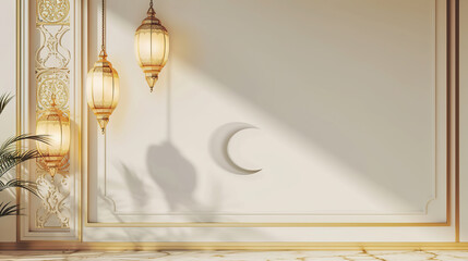 Wall Mural - oriental colored lantern Ramadan and Crescent