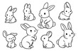 © Екатерина Переславце - Bunny rabbit in continuous line art drawing style. Hare black linear sketch isolated on white background. Vector illustration
