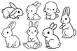 © Екатерина Переславце - Bunny rabbit in continuous line art drawing style. Hare black linear sketch isolated on white background. Vector illustration