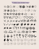 Fototapeta Boho - Collection of hand draw doodles. Flowers, stars, heart, smile face, signs, boho icons. Editable vector illustration.
