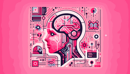 Canvas Print - Concept flat vector illustration of artificial intelligence.