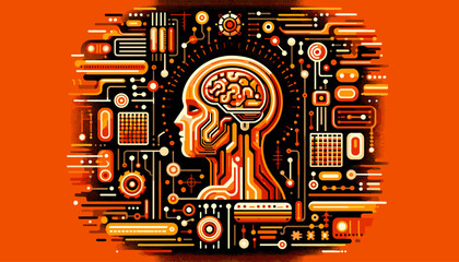 Canvas Print - Concept flat vector illustration of artificial intelligence.