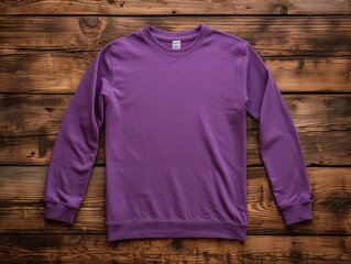 Wall Mural - Blank Purple Long Sleeve T-Shirt Template for mockup. Violet t-shirt template. Ai Generated