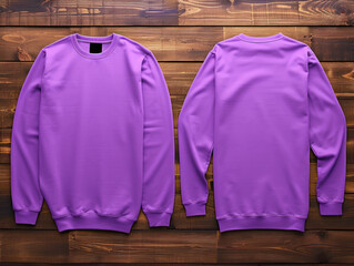 Wall Mural - Blank Purple Long Sleeve T-Shirt Template for mockup. Violet t-shirt template. Ai Generated